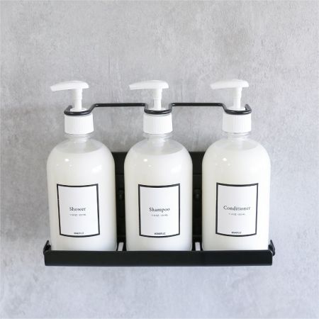 Elegant Matte Black Triple Wall Fixture - Triple bottle holder in shower room